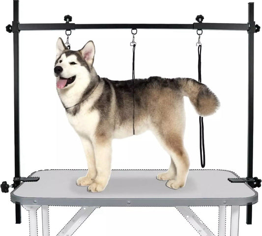 Dog Grooming Arm H-Shape Pet Dog Grooming Table Arm with 3 Noose and Clamp for D