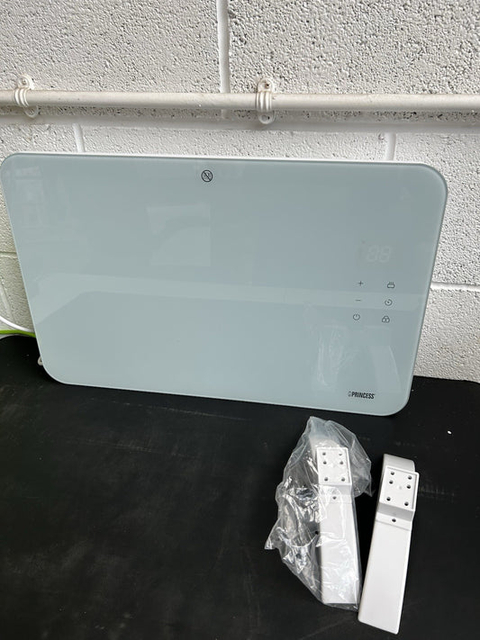 Princess Electric Panel Heater 1000w Smart White Glass Adjustable Thermostat